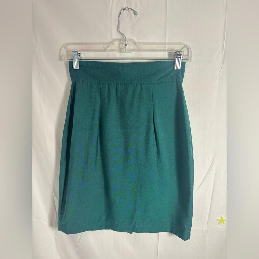 VTG 90s Teal+Black Velvet Structured Blazer and Pencil Skirt Set Size S - Picture 6 of 15